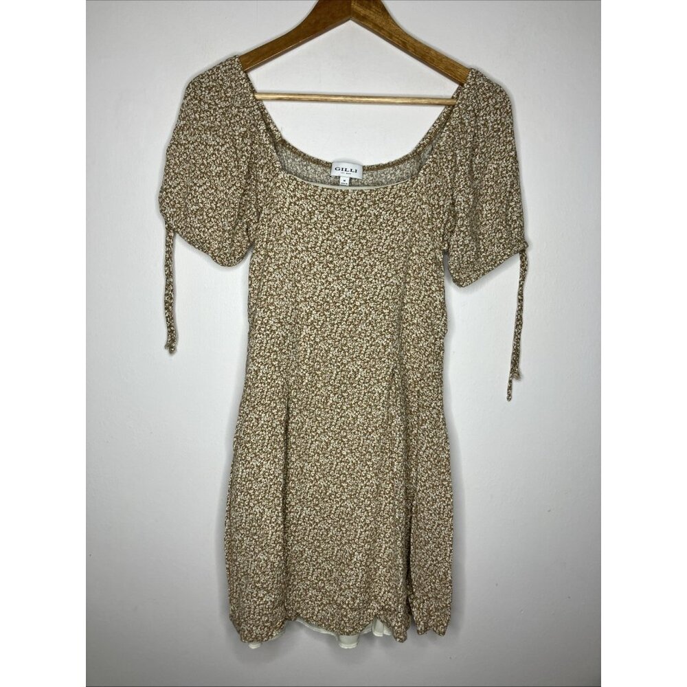 Gilli Dress Light Brown Beige Ditsy Floral Women's Medium